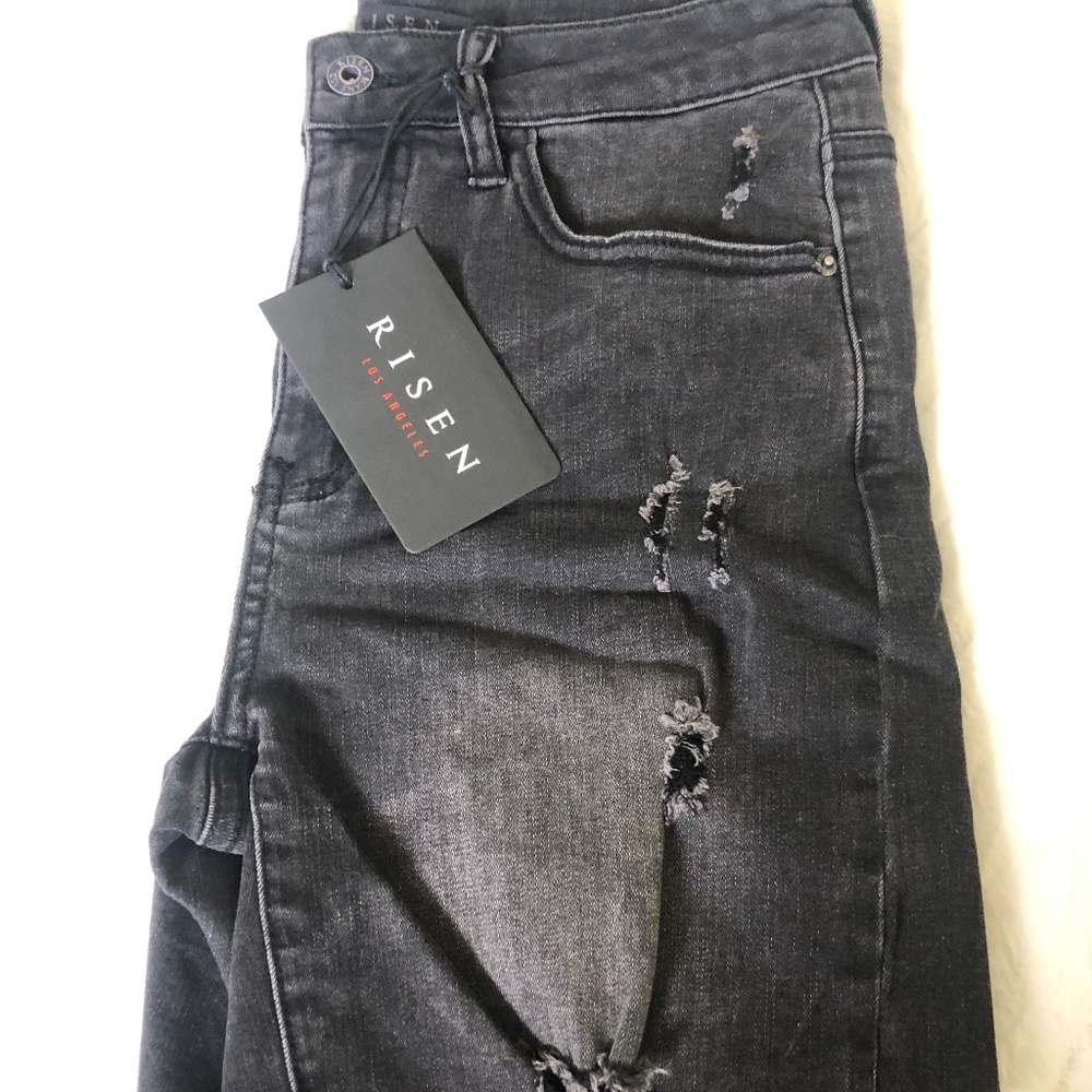Black distressed shorts